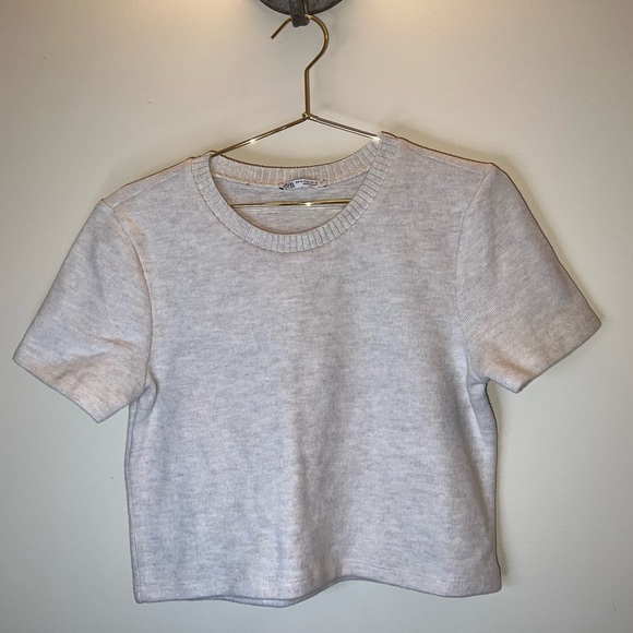 Zara Tops - Zara Super Soft Short Sleeve Sweater Knit Top Greige-ish Color Size M